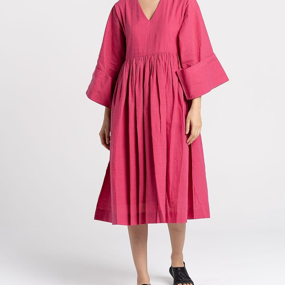 WORLD OF CROW magenta flowing bohemian cotton dress